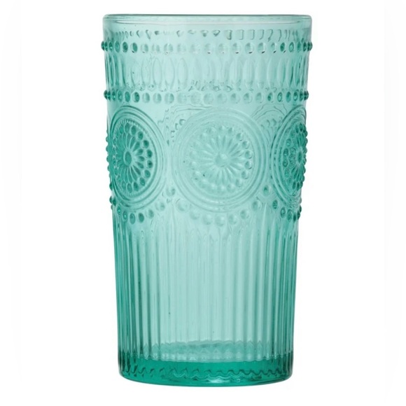 The Pioneer Woman Adeline 16-Ounce Teal Emboss Glass Tumblers, Set of 4 - Picture 4 of 6
